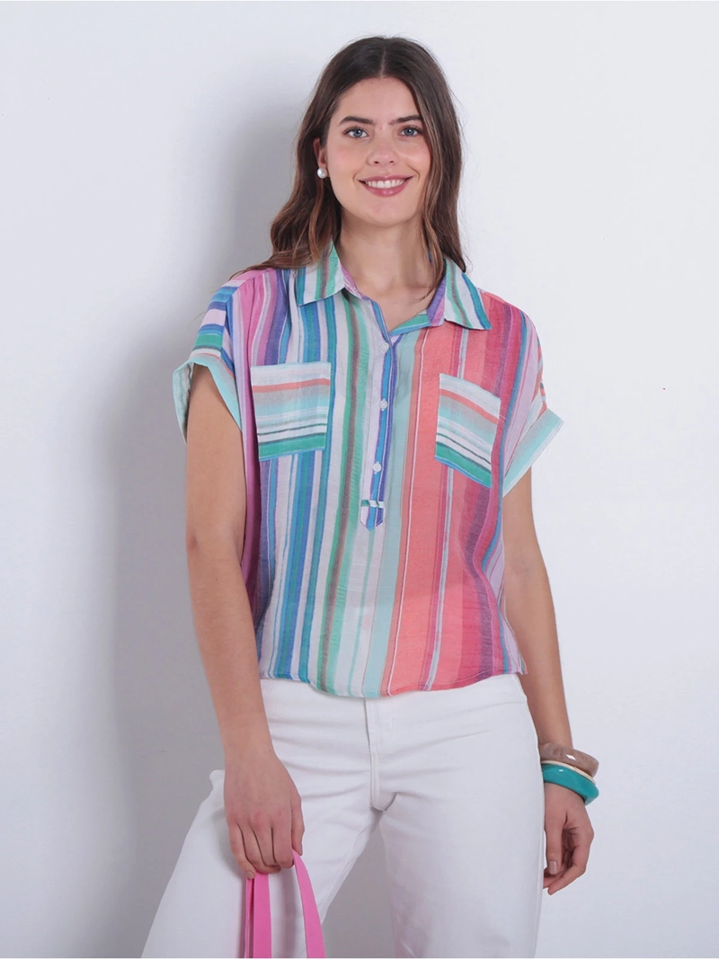 BLUSA MUJER WADOS MANGA CORTA ABOTONADA