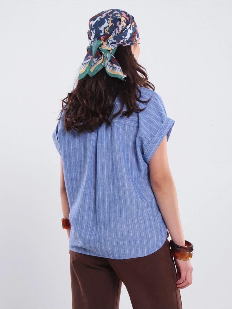 BLUSA MUJER WADOS ESCOTE EN V MANGA CORTA LISTADA - 3
