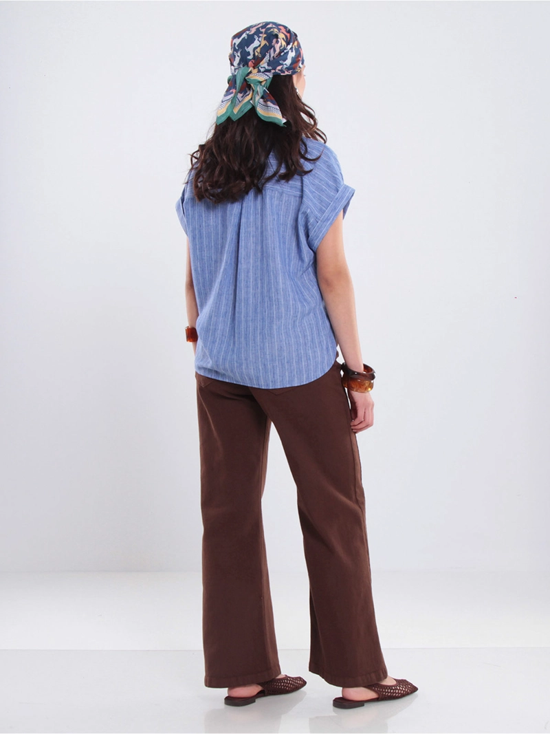 BLUSA MUJER WADOS ESCOTE EN V MANGA CORTA LISTADA - 2