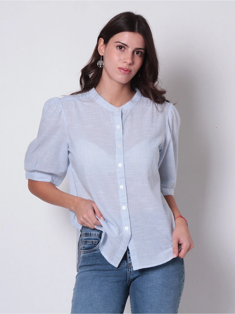 BLUSA MUJER WADOS ALGODÓN ESCOTE REDONDO MANGA CORTA