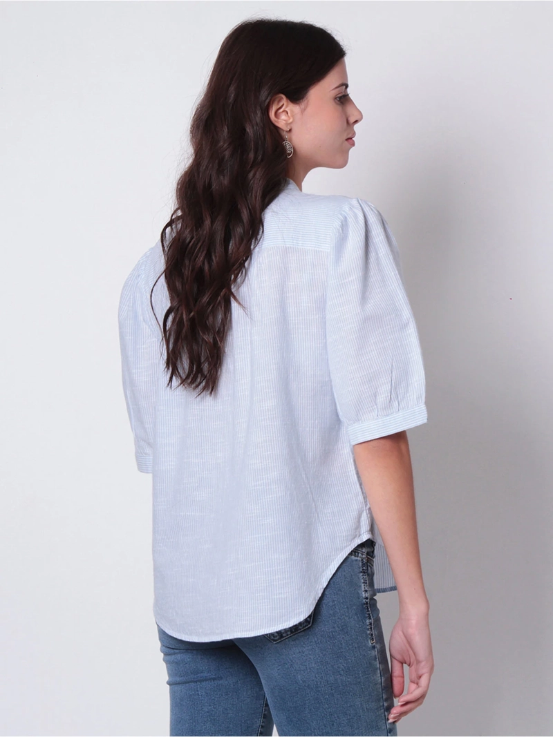 BLUSA MUJER WADOS ALGODÓN ESCOTE REDONDO MANGA AGLOBADA - 3