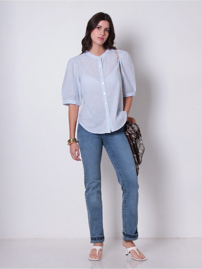 BLUSA MUJER WADOS ALGODÓN ESCOTE REDONDO MANGA AGLOBADA - 5