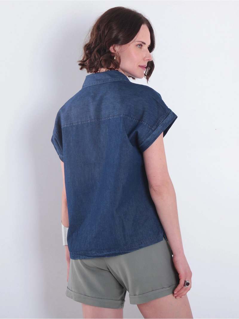 BLUSA MUJER WADOS ALGODÓN MANGA CORTA DENIM ABOTONADA - 3