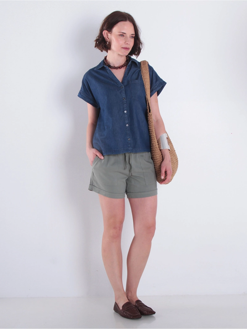 BLUSA MUJER WADOS ALGODÓN MANGA CORTA DENIM ABOTONADA - 6