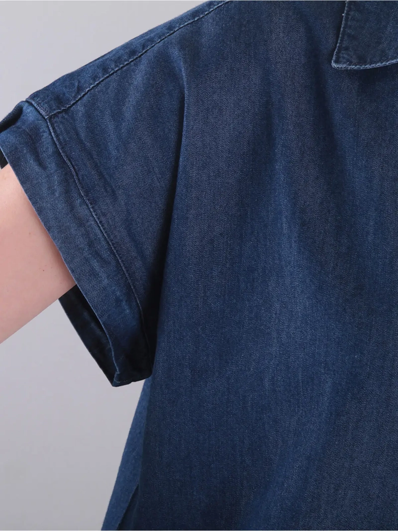BLUSA MUJER WADOS ALGODÓN MANGA CORTA DENIM ABOTONADA - 5