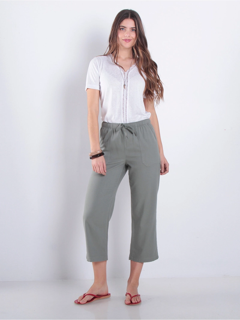 PANTALÓN MUJER WADOS ALGODÓN CROP TIRO ALTO