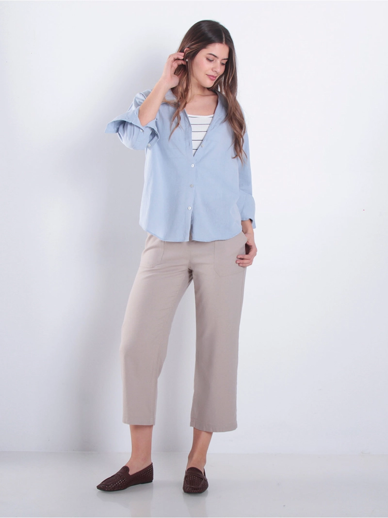 PANTALÓN MUJER WADOS ALGODÓN CROP TIRO ALTO