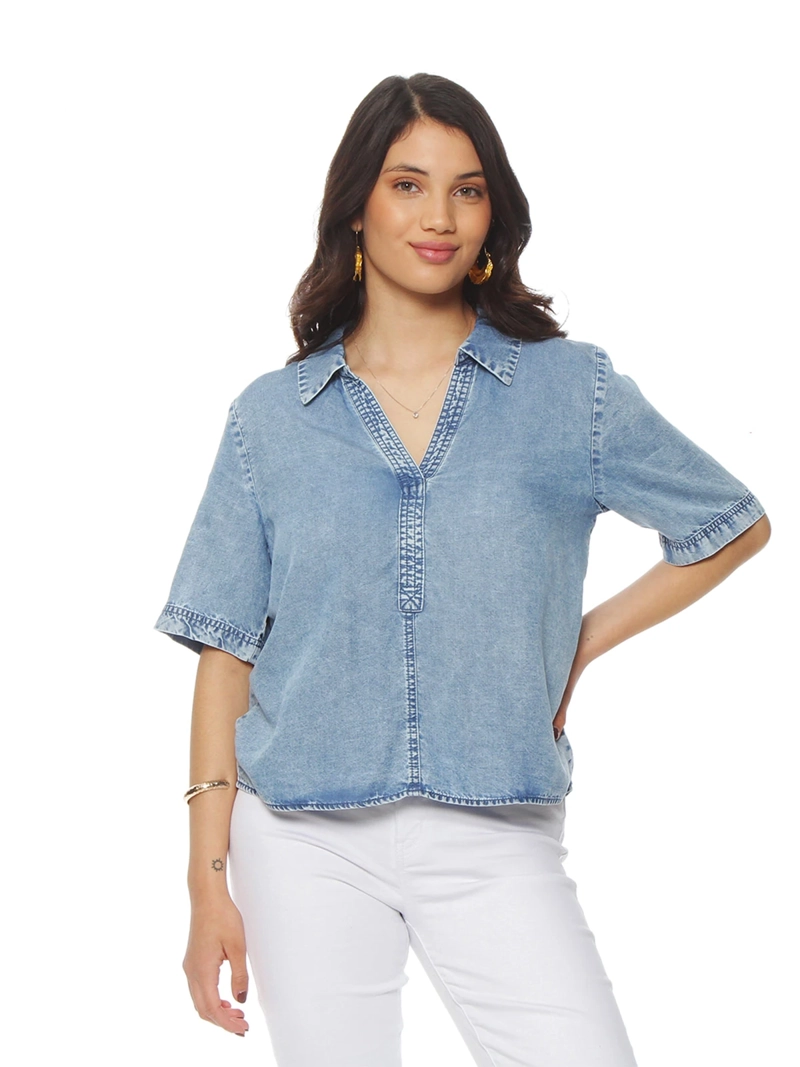 BLUSA MUJER WADOS ESCOTE EN V MANGA CORTA