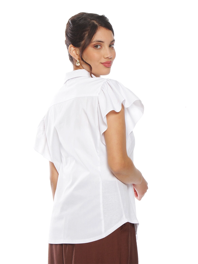 BLUSA MUJER WADOS ALGODÓN MANGA CORTA BORDADO Y ABOTONADO - 2
