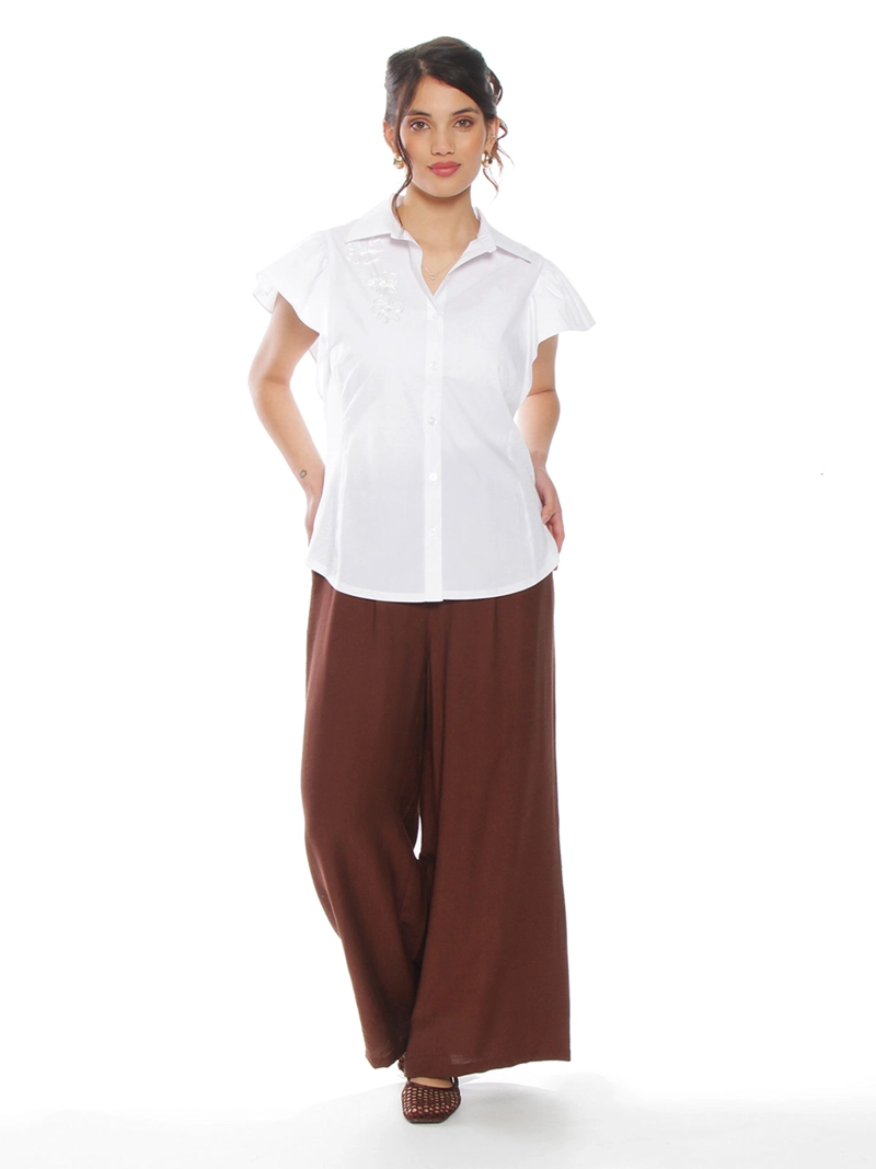BLUSA MUJER WADOS ALGODÓN MANGA CORTA BORDADO Y ABOTONADO - 6