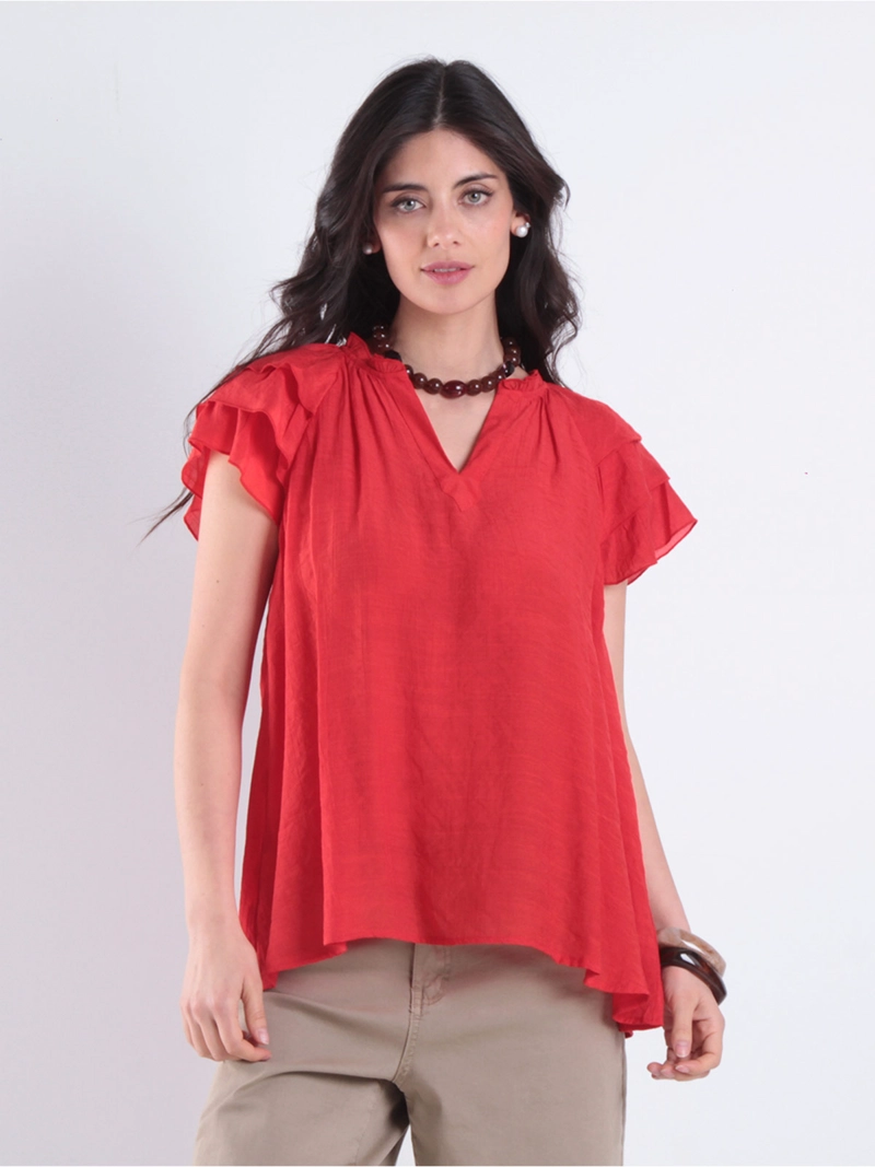 BLUSA MUJER WADOS ESCOTE EN V MANGA CORTA