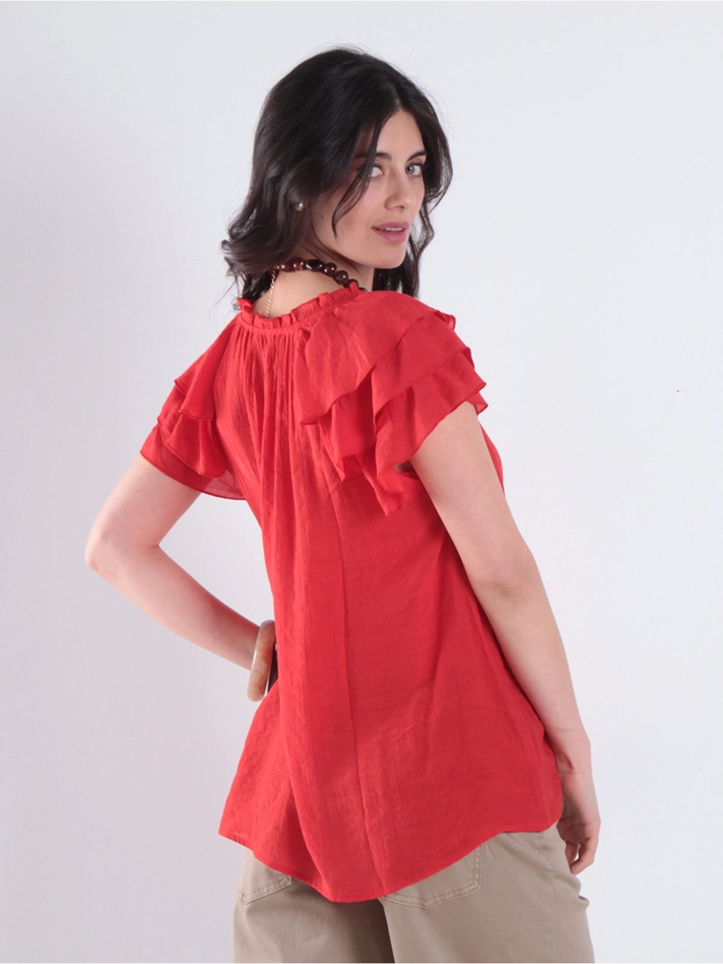 BLUSA MUJER WADOS ESCOTE EN V MANGA CORTA - 2