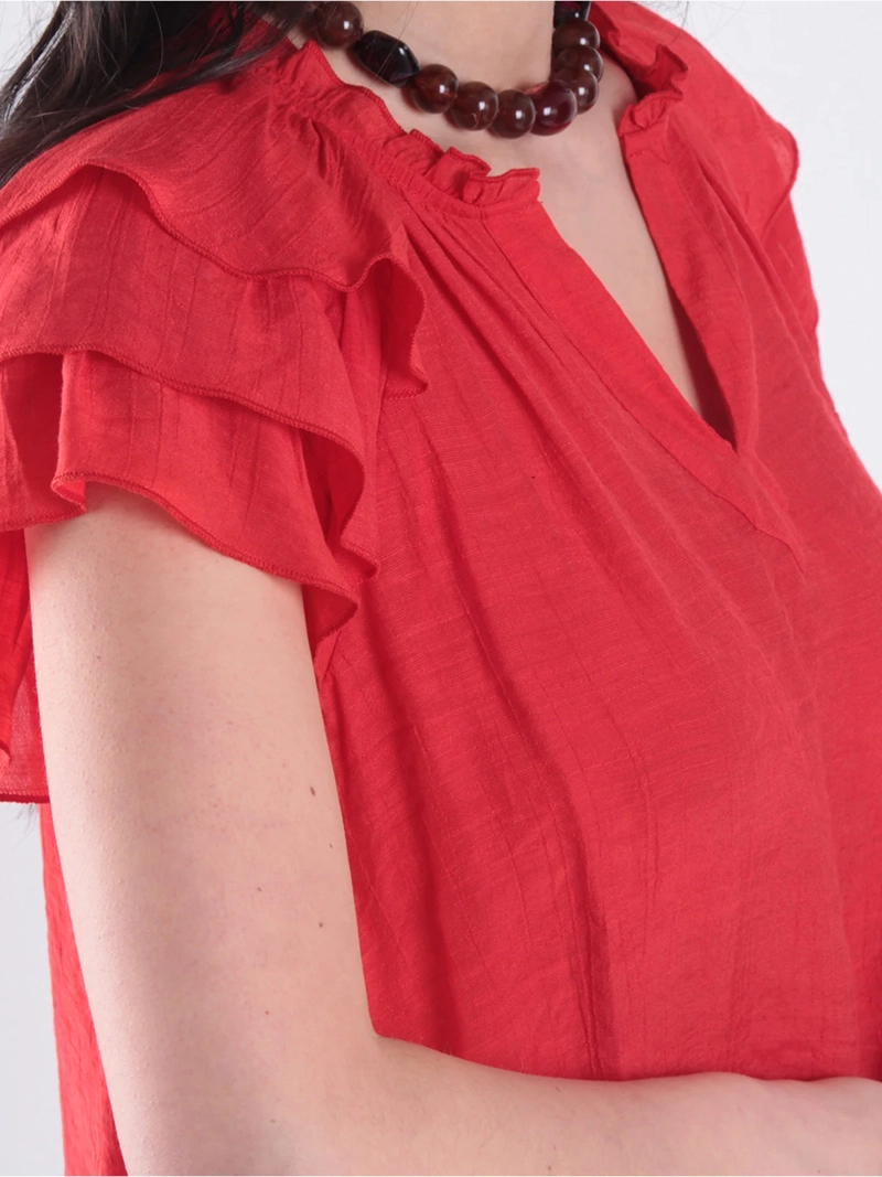 BLUSA MUJER WADOS ESCOTE EN V MANGA CORTA - 4