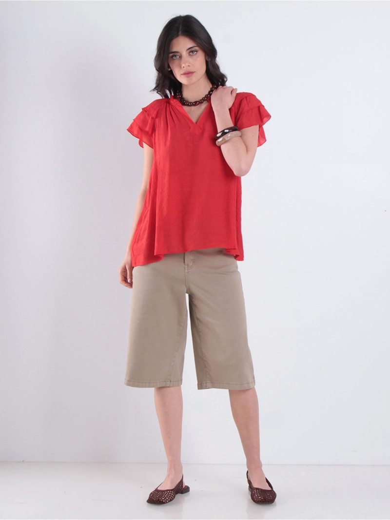 BLUSA MUJER WADOS ESCOTE EN V MANGA CORTA - 5
