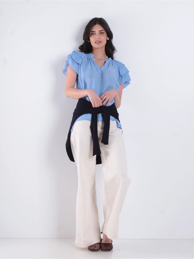 BLUSA MUJER WADOS ESCOTE EN V MANGA CORTA - 5