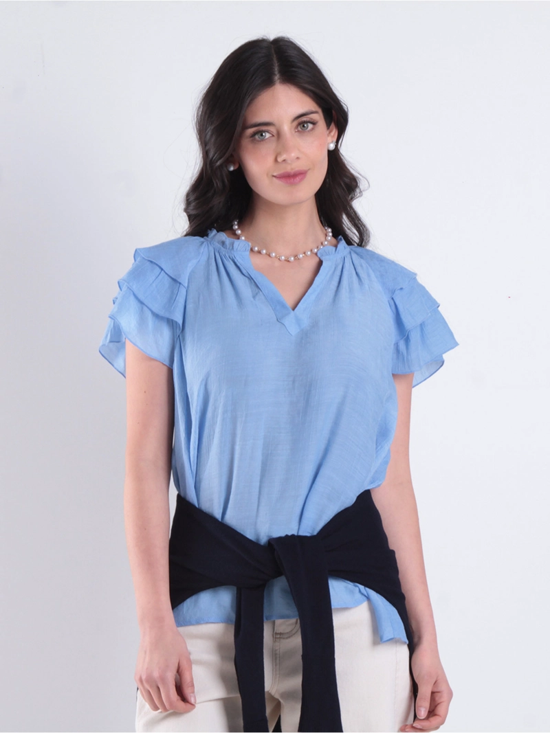 BLUSA MUJER WADOS ESCOTE EN V MANGA CORTA