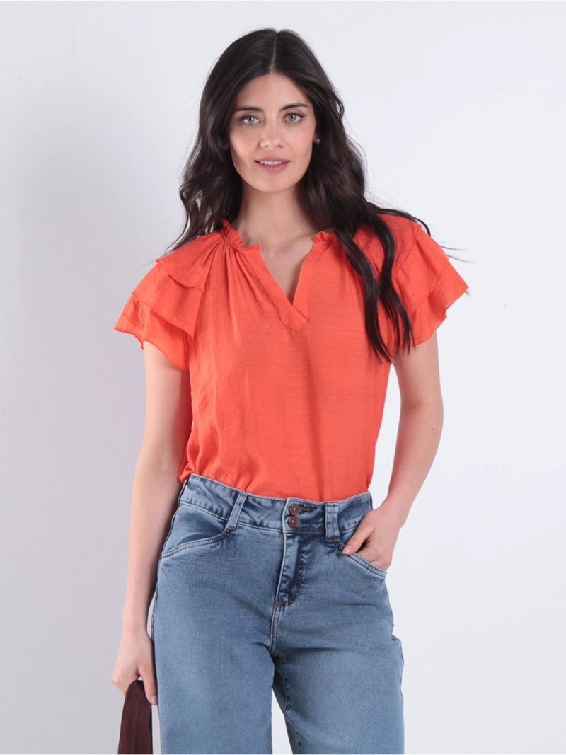 BLUSA MUJER WADOS ESCOTE EN V MANGA CORTA