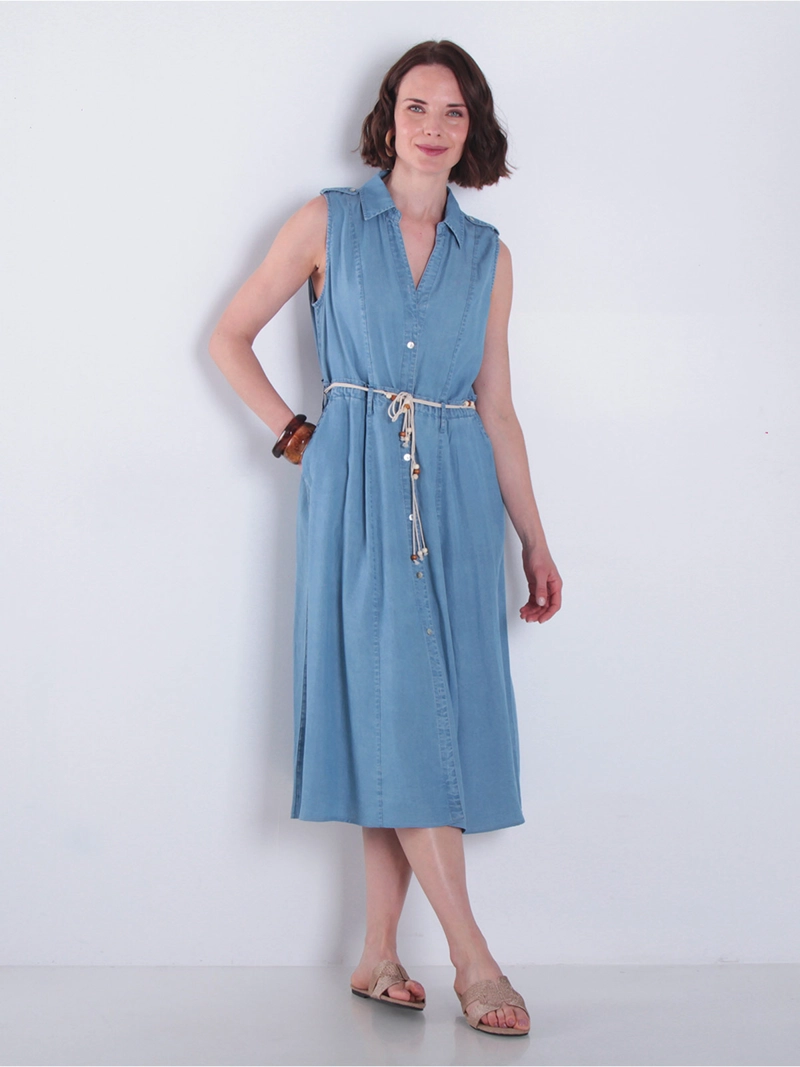 VESTIDO MUJER WADOS SIN MANGAS LAZO EN CINTURA - 2