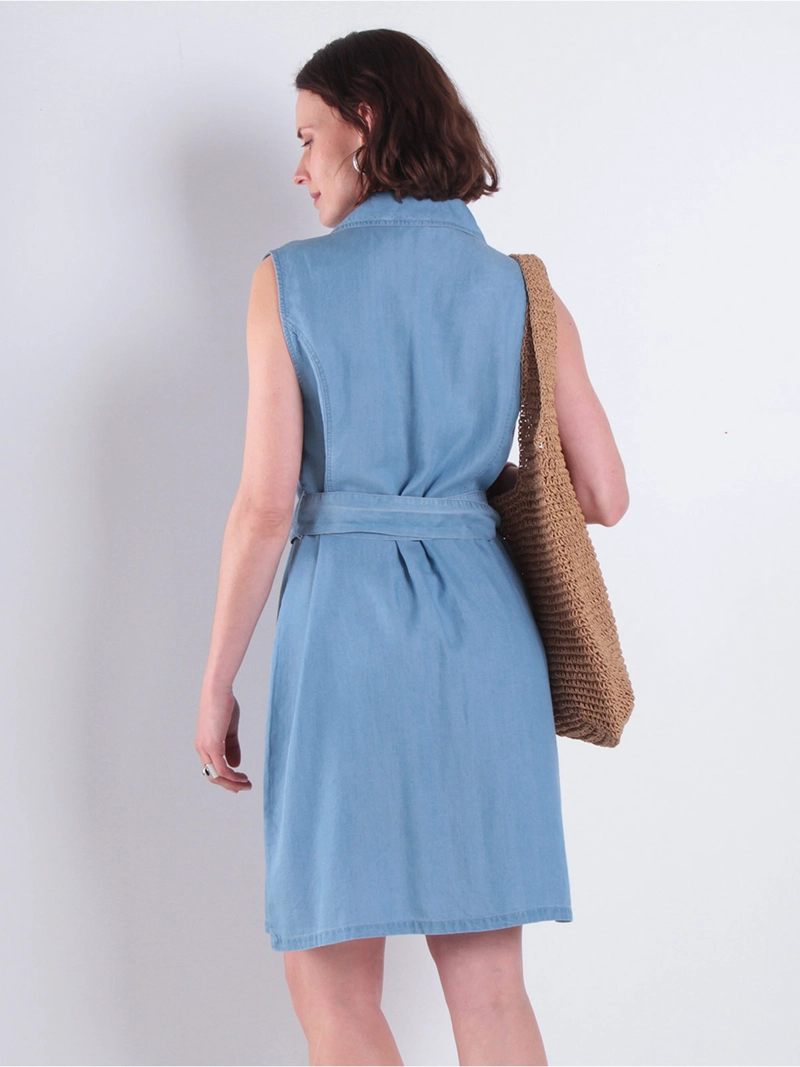 VESTIDO MUJER WADOS SIN MANGAS LAZO EN CINTURA - 4