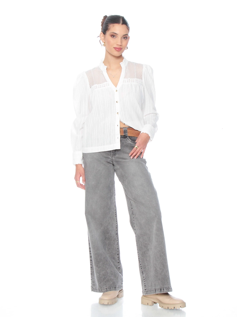 BLUSA MUJER WADOS ALGODÓN MANGA LARGA ABOTONADA - 6