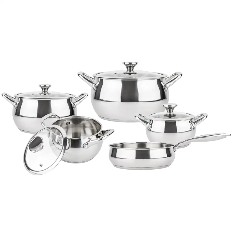 BATERÍA DE COCINA MAGEFESA AMBAR 9 PIEZAS PLATA - 1