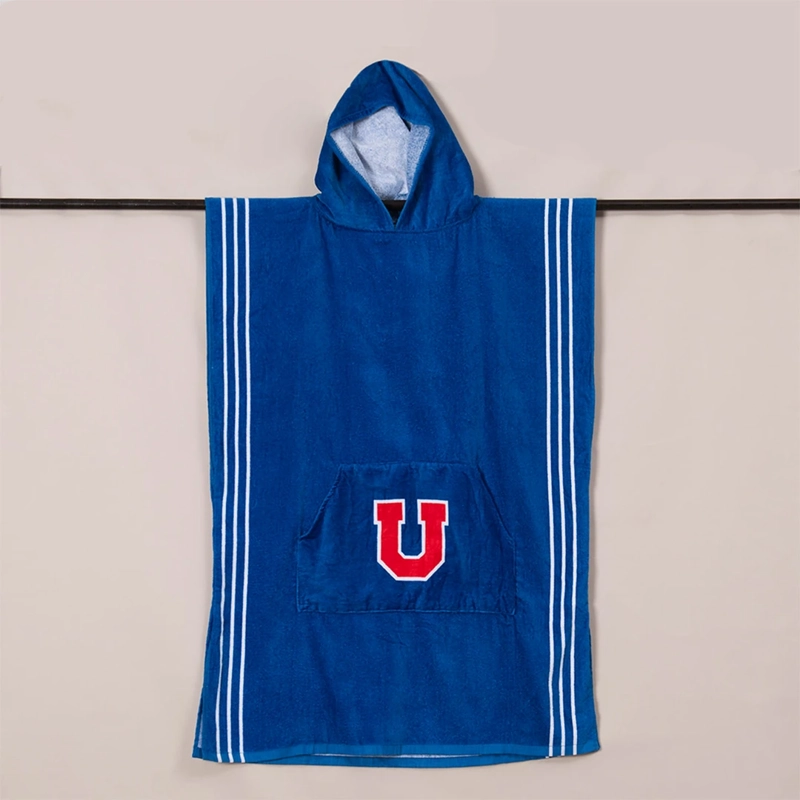 PONCHO TOALLA U DE CHILE 100X140 CM AZUL