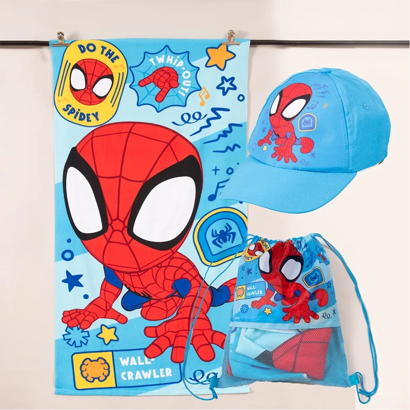 TOALLA DE PLAYA SPIDERMAN SPIDEY + JOCKEY + BOLSO AZUL - 1