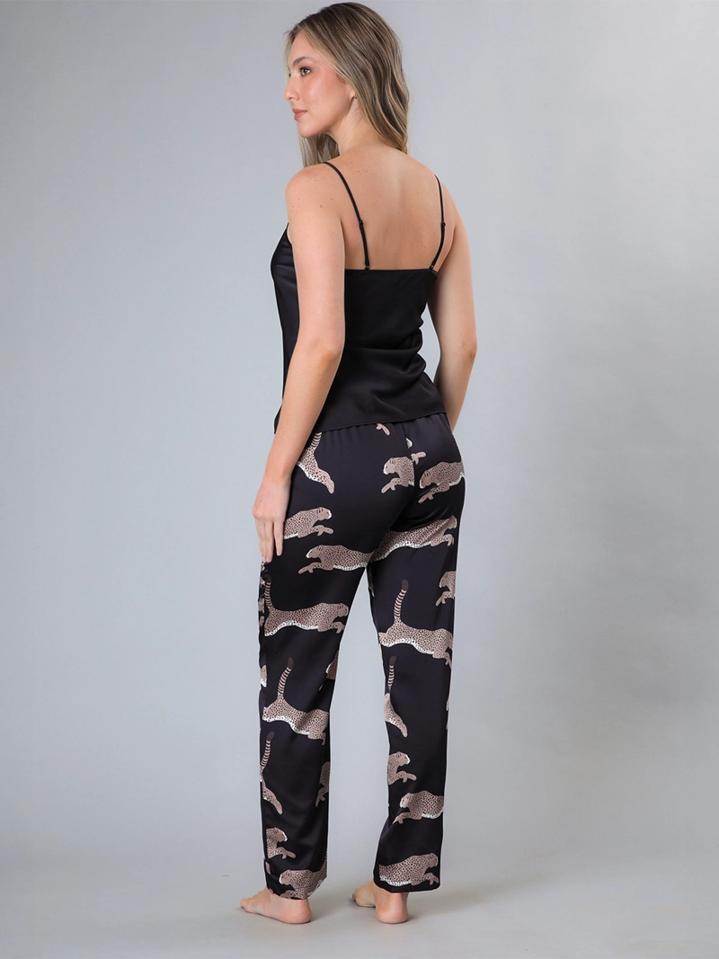 PIJAMA MUJER FLORES TOP PABILO + PANTALÓN SATÍN - 5
