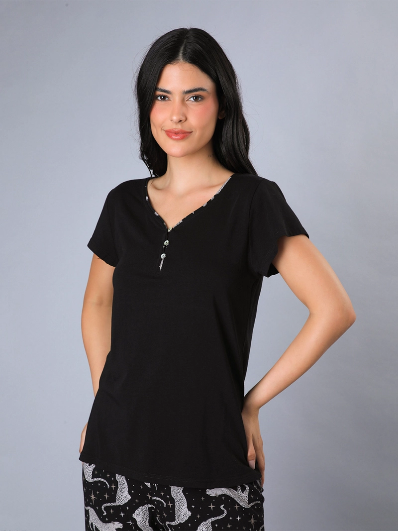 PIJAMA MUJER FLORES ALGODÓN TOP + PANTALÓN - 2