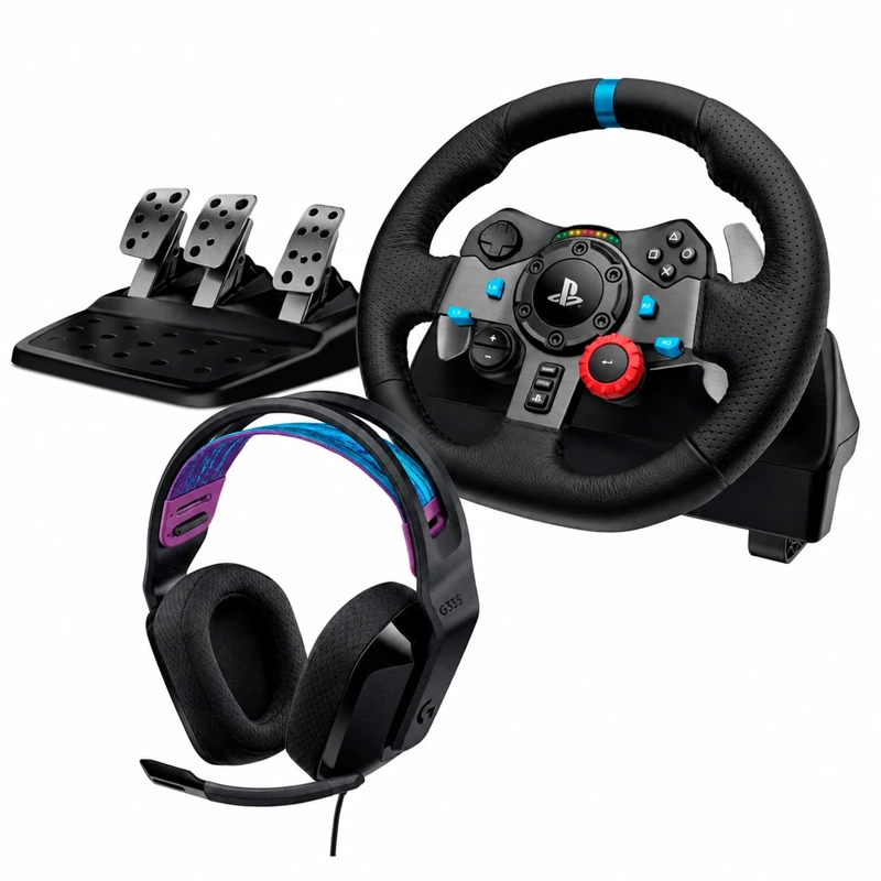 VOLANTE + AUDÍFONOS  LOGITHECH G29 - G335 PARA PS3/PS4/PC