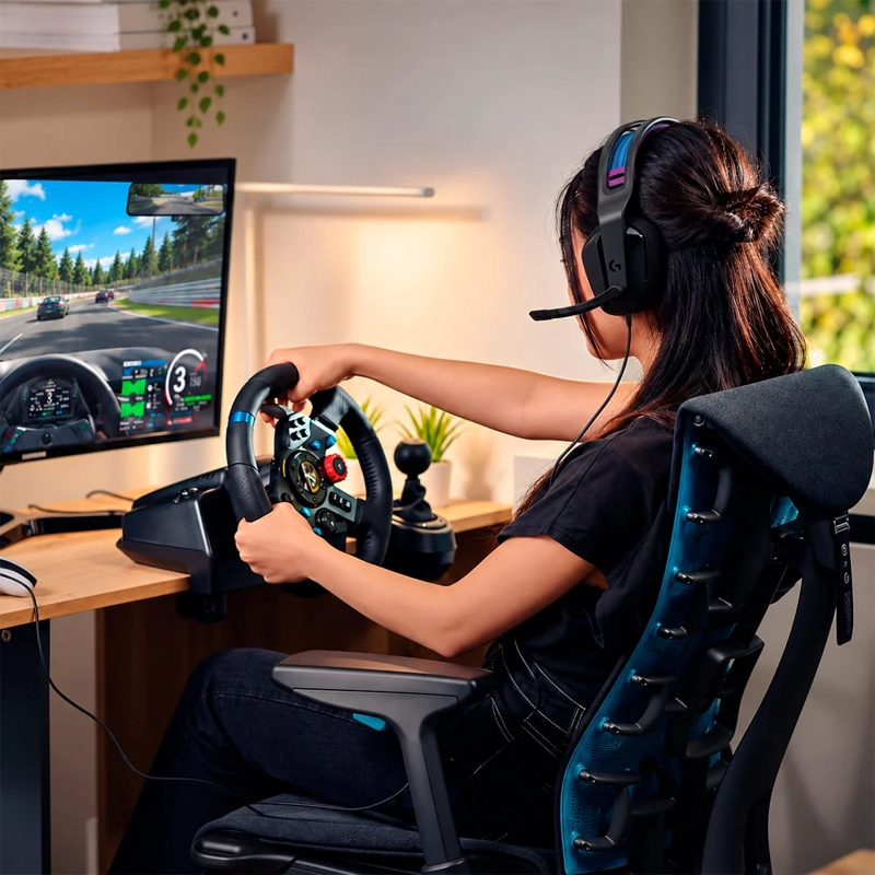 VOLANTE + AUDÍFONOS  LOGITHECH G29 - G335 PARA PS3/PS4/PC - 6