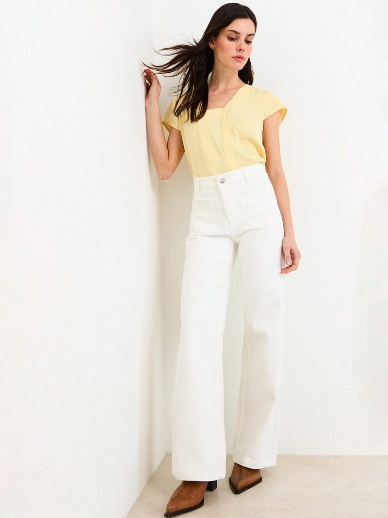 BLUSA MUJER ASH ESCOTE EN V MANGA CORTA - 4