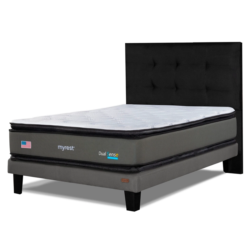 CAMA EUROPEA MYREST DUAL SENSE 1.5 PLAZAS + RESPLADO TIGN NEGRO - 2