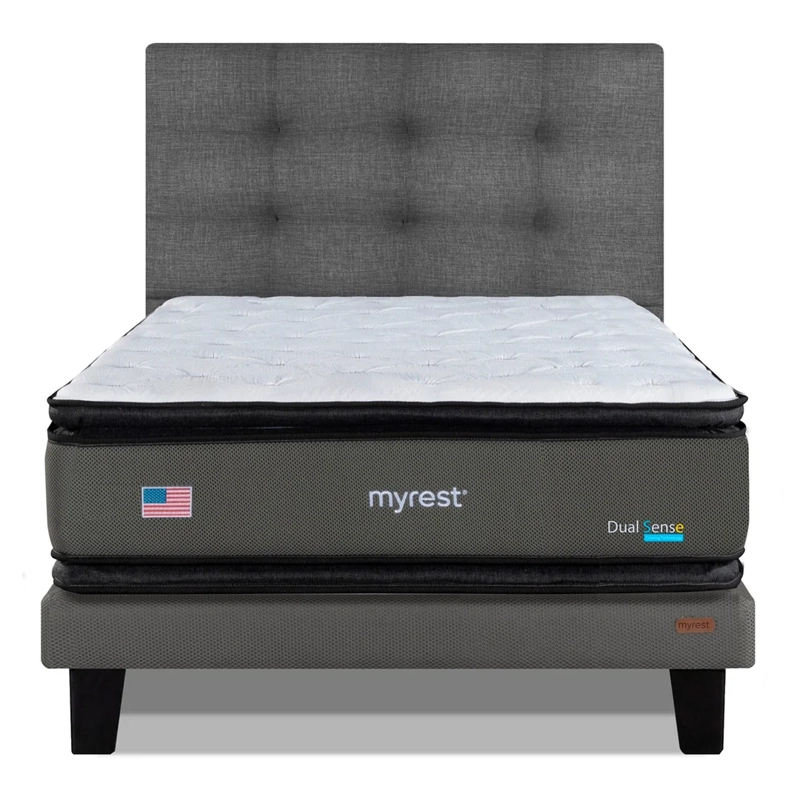 CAMA EUROPEA MYREST DUAL SENSE 1.5 PLAZAS + RESPLADO TIGN GRIS - 1