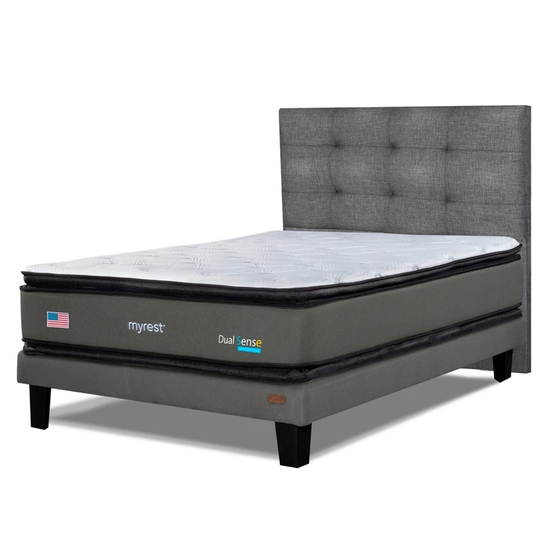 CAMA EUROPEA MYREST DUAL SENSE 1.5 PLAZAS + RESPLADO TIGN GRIS - 2
