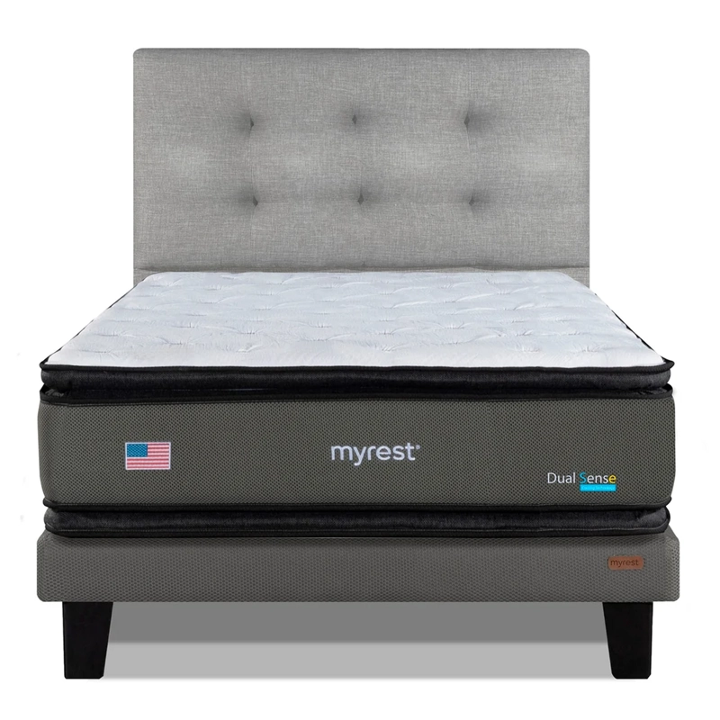 CAMA EUROPEA MYREST DUAL SENSE 1.5 PLAZAS + RESPLADO TIGN PLATA - 1
