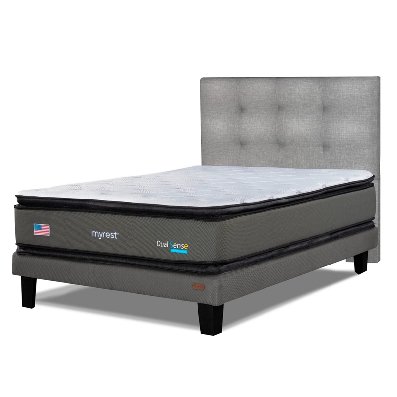 CAMA EUROPEA MYREST DUAL SENSE 1.5 PLAZAS + RESPLADO TIGN PLATA - 2