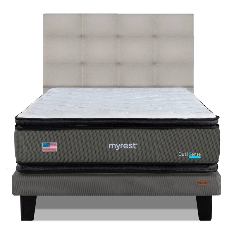 CAMA EUROPEA MYREST DUAL SENSE 1.5 PLAZAS + RESPLADO TIGN BEIGE - 1