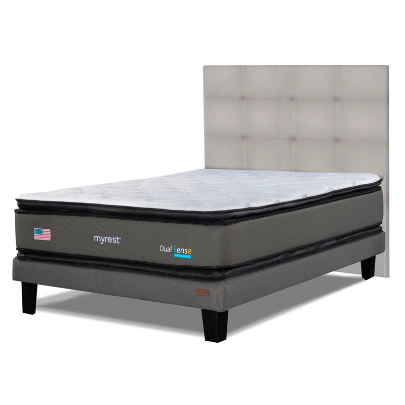 CAMA EUROPEA MYREST DUAL SENSE 1.5 PLAZAS + RESPLADO TIGN BEIGE - 2