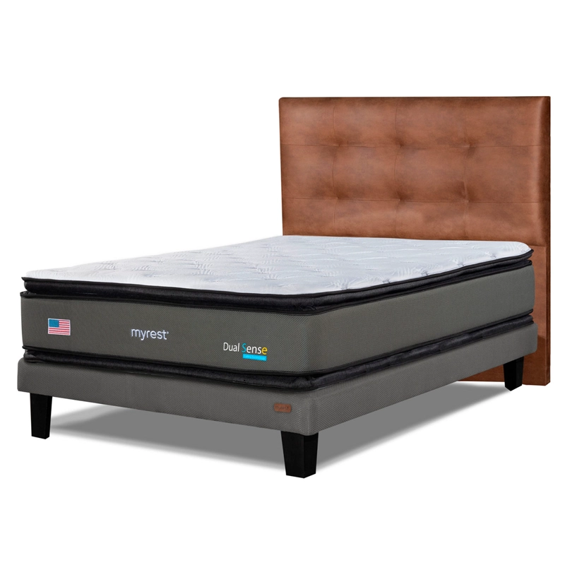 CAMA EUROPEA MYREST DUAL SENSE 1.5 PLAZAS + RESPLADO TIGN CAFÉ - 2