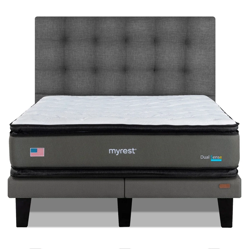 CAMA EUROPEA MYREST DUAL SENSE 2 PLAZAS + RESPLADO TIGN GRIS - 1