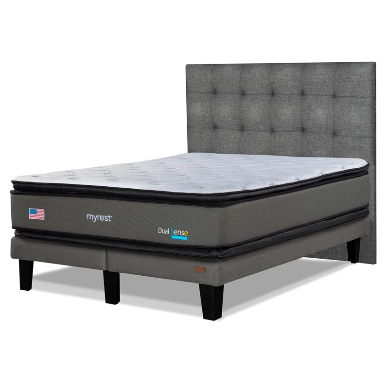 CAMA EUROPEA MYREST DUAL SENSE 2 PLAZAS + RESPLADO TIGN GRIS - 2