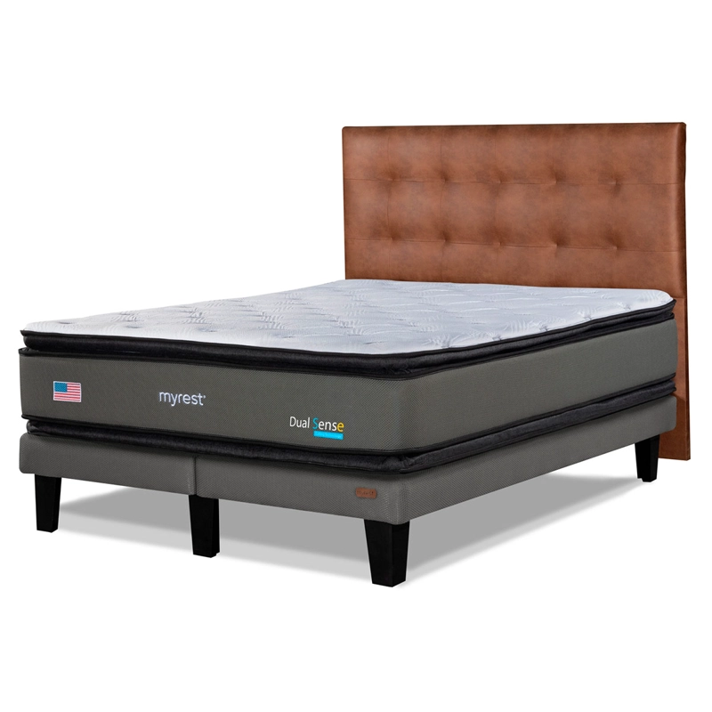 CAMA EUROPEA MYREST DUAL SENSE 2 PLAZAS + RESPLADO TIGN CAFÉ - 2