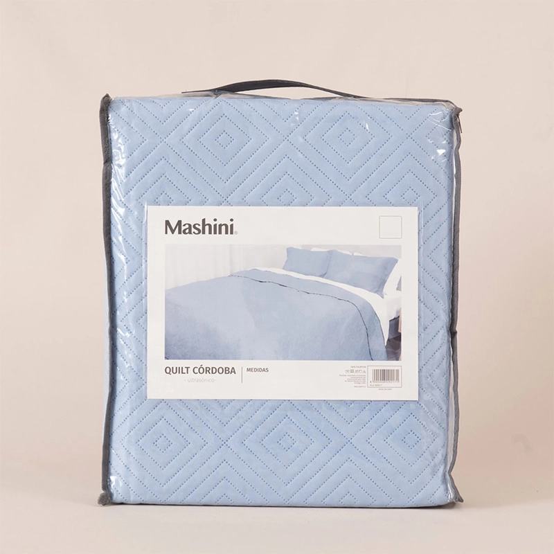 QUILT MASHINI CORDOBA LISO 2 PLAZAS CELESTE - 4