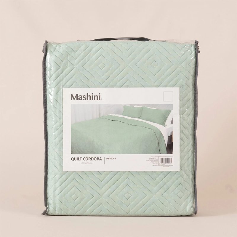 QUILT MASHINI CORDOBA LISO 2 PLAZAS VERDE - 4