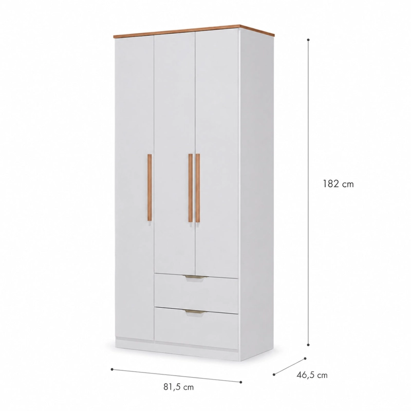 CLOSET ROCA MILÁN 3 PUERTAS 2 CAJONES BLANCO - 7