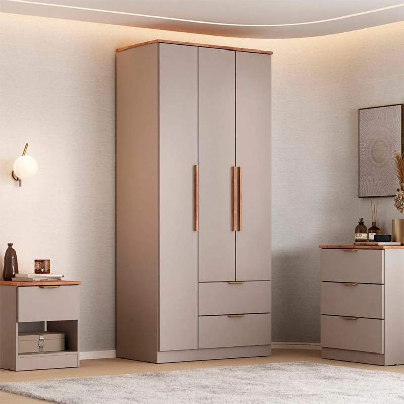 CLOSET ROCA MILÁN 3 PUERTAS 2 CAJONES CAFÉ - 1
