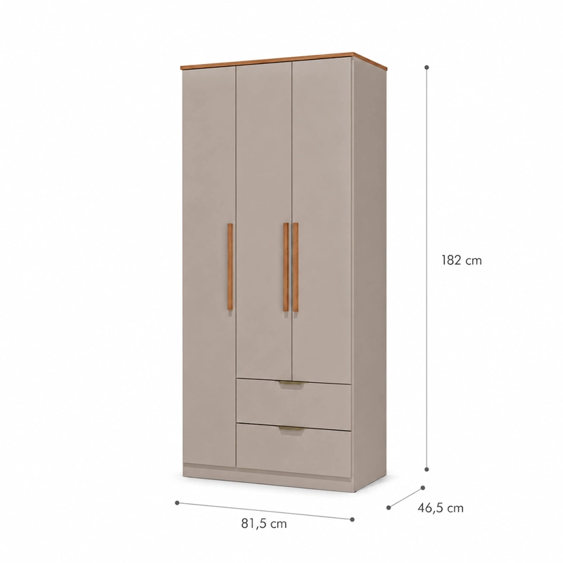 CLOSET ROCA MILÁN 3 PUERTAS 2 CAJONES CAFÉ - 6