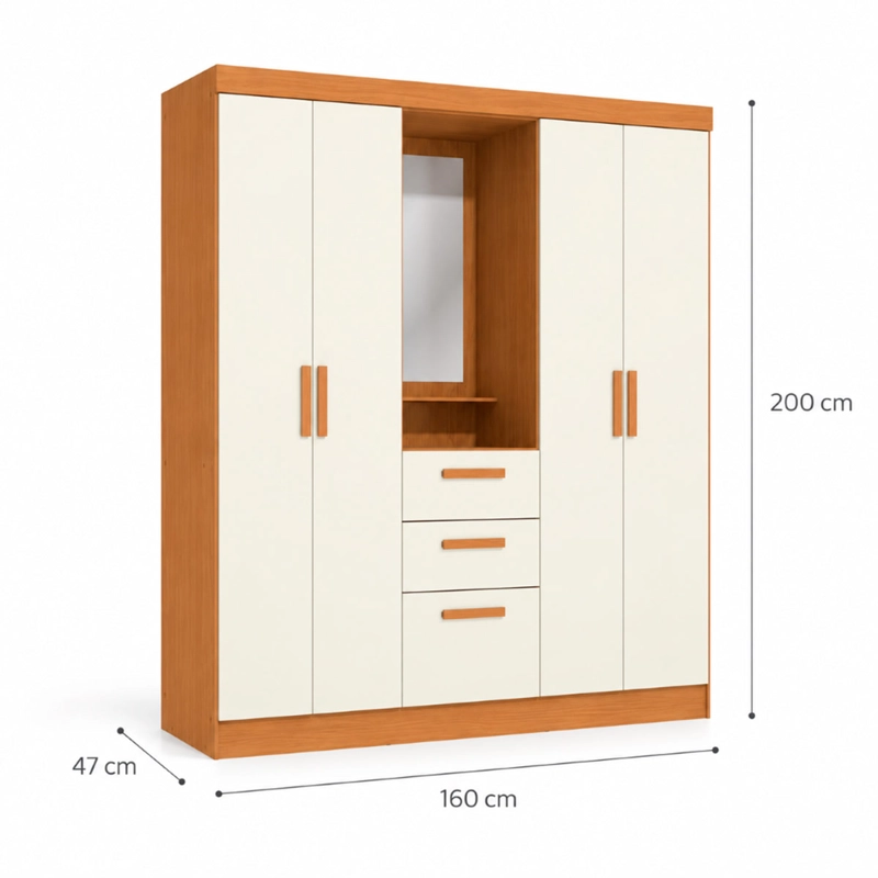 CLOSET ROCA GOIAS 5 PUERTAS 3 CAJONES BLANCO - 4