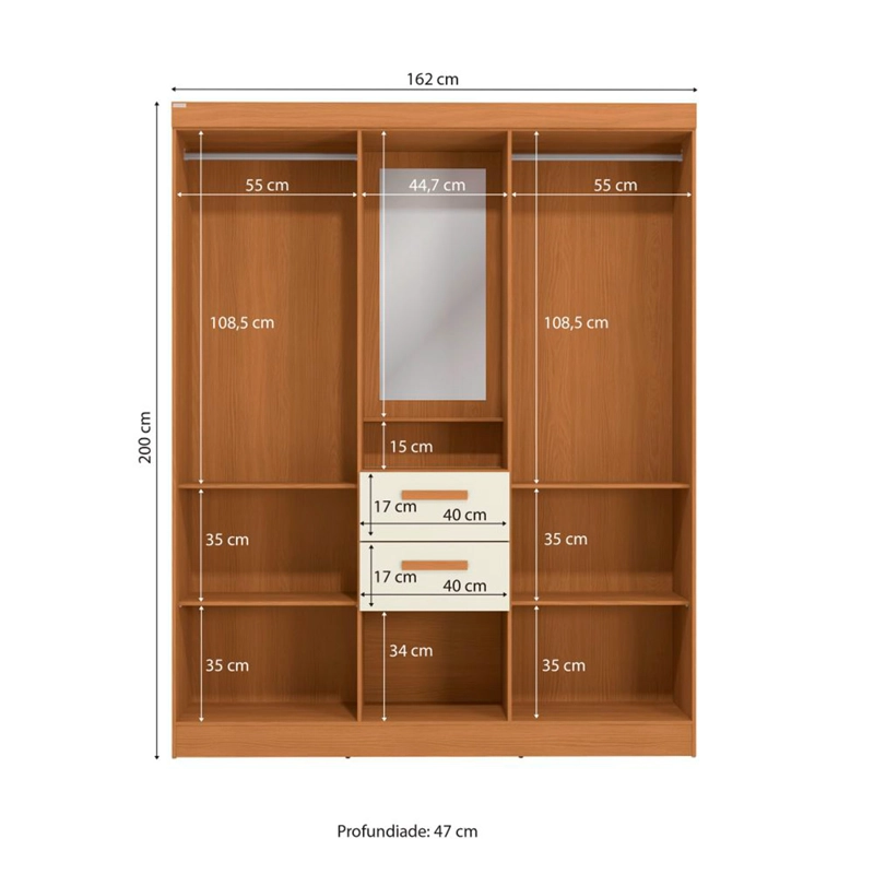 CLOSET ROCA GOIAS 5 PUERTAS 3 CAJONES BLANCO - 7